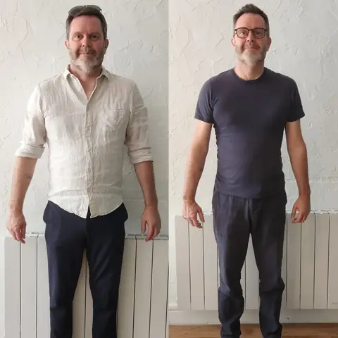 Montage avant-après d’un membre d’Anjou Nutrition, cadrée de face